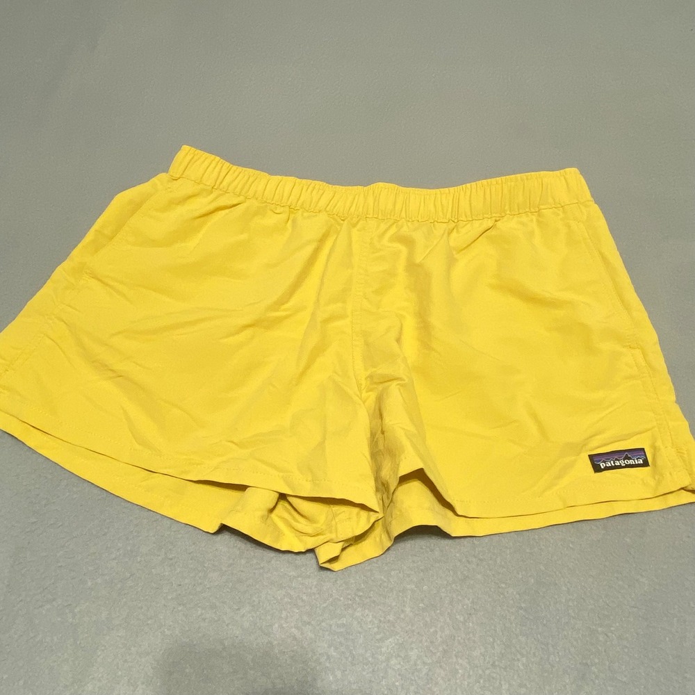 Patagonia Baggies Shorts Mens Large Yellow Nylon 2.5 Inseam Drawstring Pockets